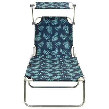 Tumbona Plegable Con Toldo De Acero Estampado De Hojas_0