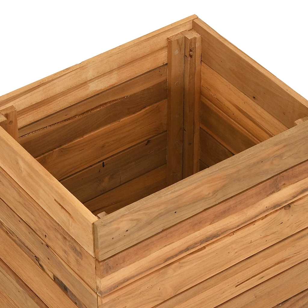 Arriate Elevado Madera De Teca Reciclada Y Acero 50x40x55 Cm_4