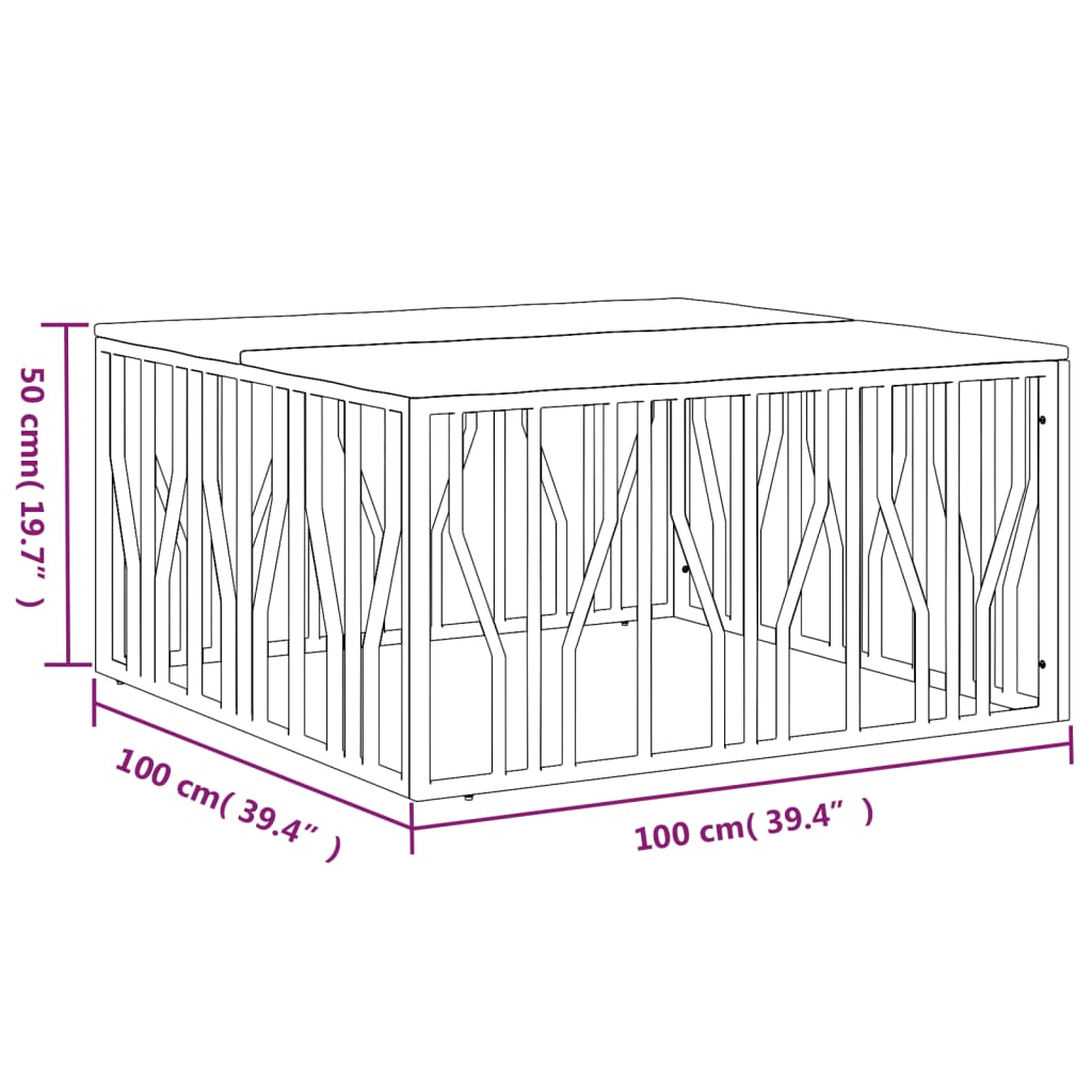 Mesa De Centro Acero Inoxidable Y Madera Maciza Acacia Plateado_4