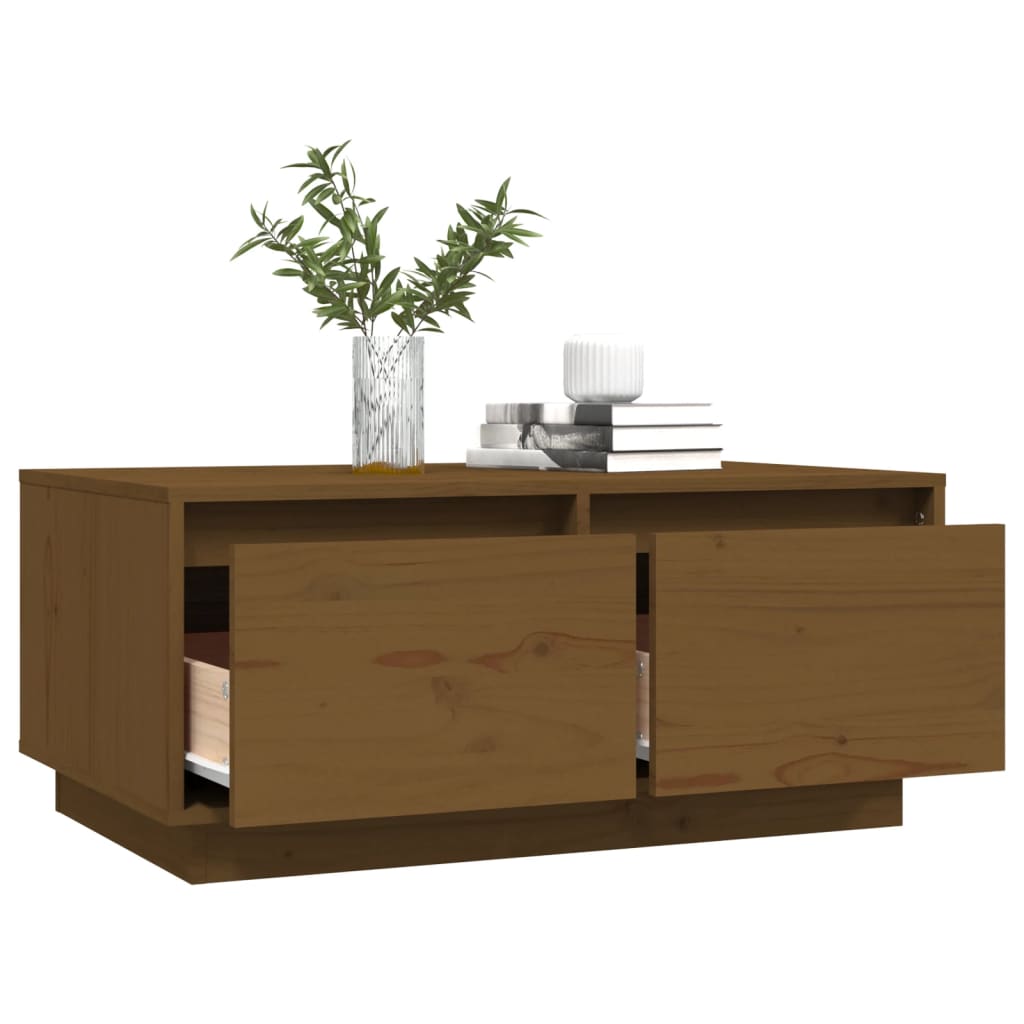 Mesa De Centro Madera Maciza De Pino Marrón Miel 80x50x35 Cm_3