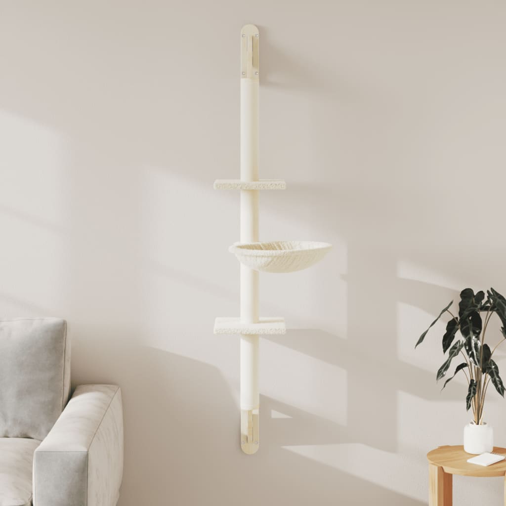 Árbol Rascador Para Gatos De Pared Crema 142,5 Cm_1