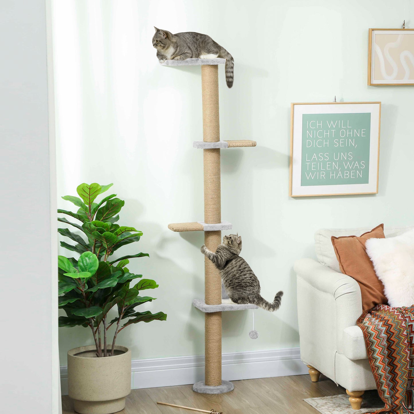 Pawhut Árbol Para Gatos De Pared De 5 Niveles_1