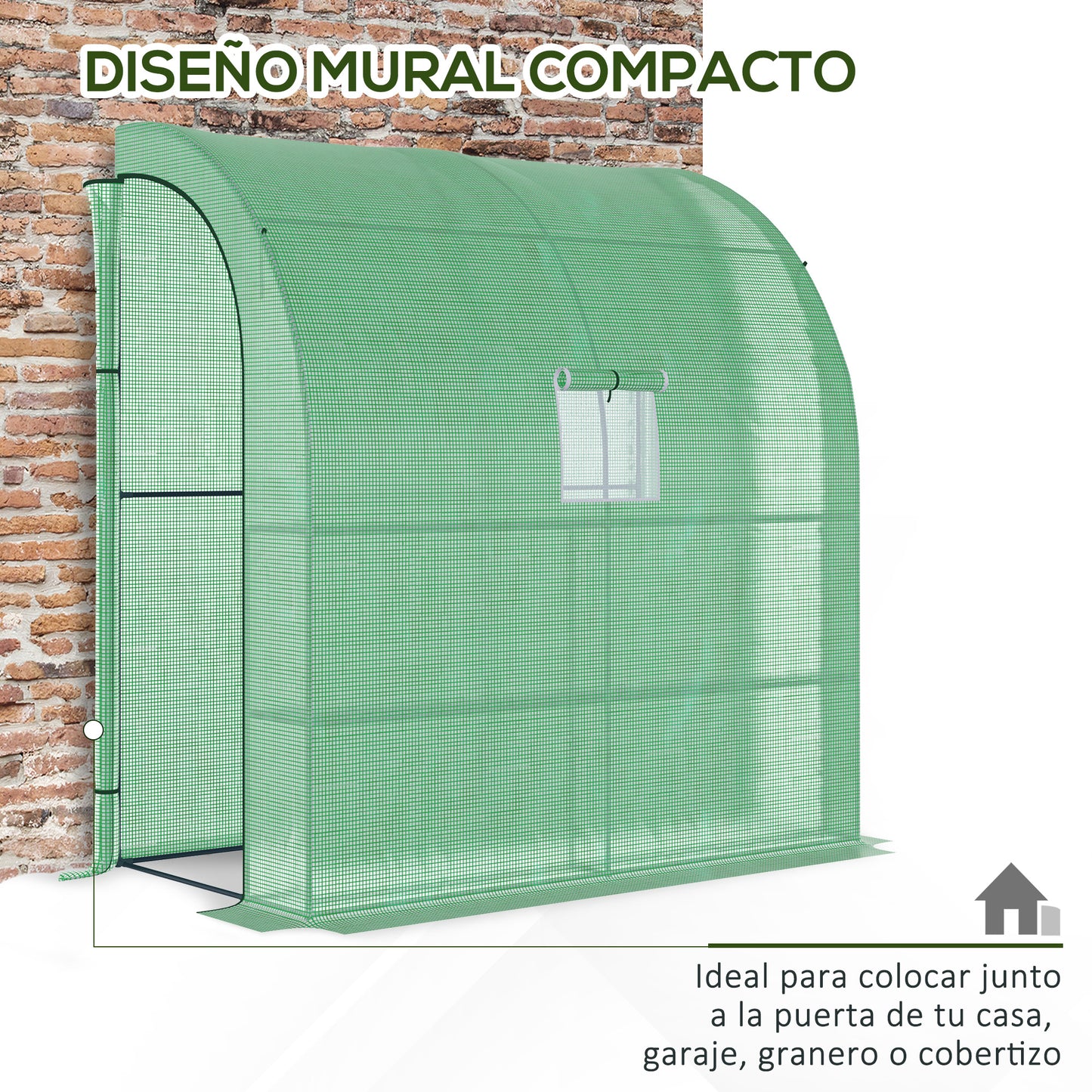 Outsunny Invernadero Pequeño Con Estantes De 3 Niveles 200x100x215 Cm Verde_4
