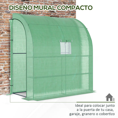Outsunny Invernadero Pequeño Con Estantes De 3 Niveles 200x100x215 Cm Verde_4