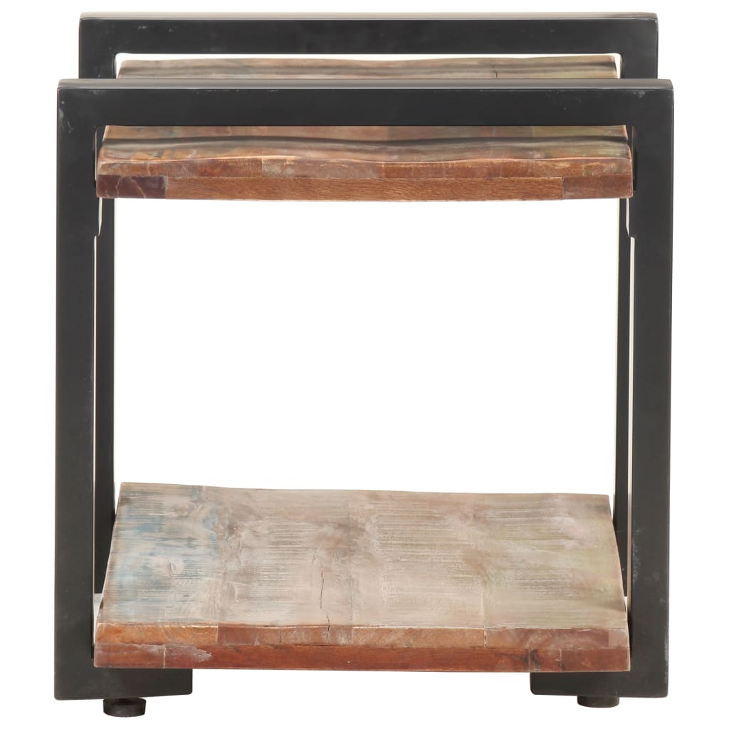 Mesita De Noche De Madera Maciza Reciclada 50x40x40 Cm_1