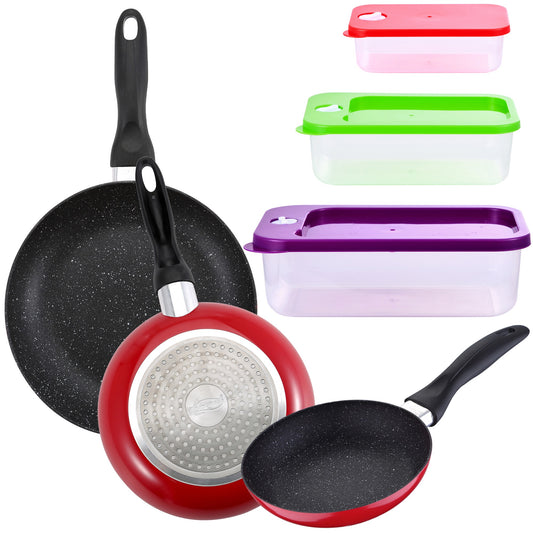 Pack De 3 Sartenes San Ignacio Ø16cm Ø20cm Ø24cm + Set De 3pc De Herméticos Apilables_0