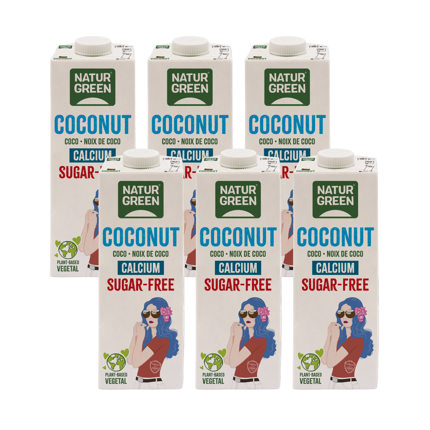 Pack 6 uds Bebida vegetal Coconut sin azúcar calcio NaturGreen 1 litro