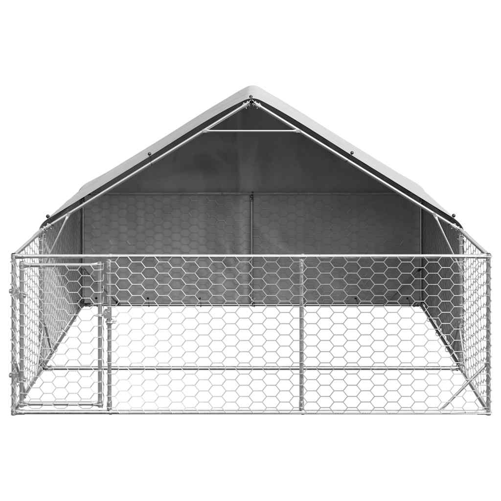 Caseta Perros Exterior Con Corral 3x3x1,9 M Acero Galvanizado_2