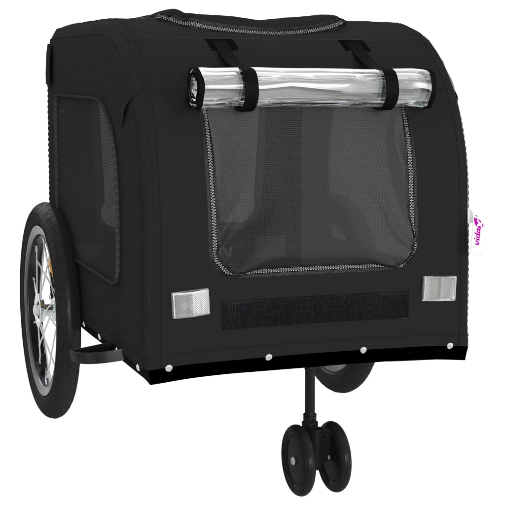 Vidaxl Remolque De Bicicleta Mascotas Hierro Tela Oxford Negro_4