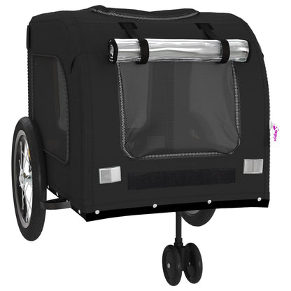 Vidaxl Remolque De Bicicleta Mascotas Hierro Tela Oxford Negro_4