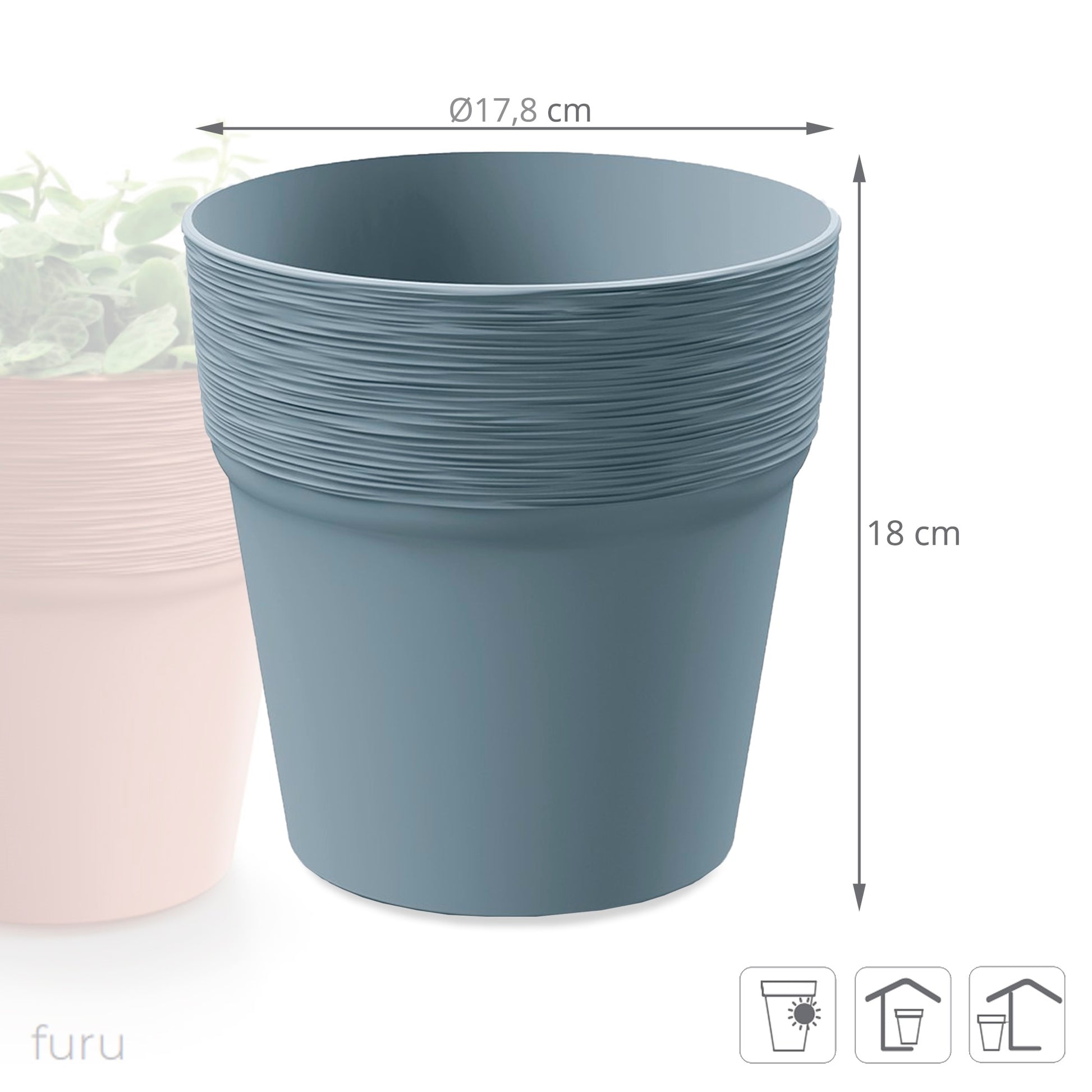 Maceta Furu , Dimensiones (mm) 178x178x180, Color Gris Claro_1