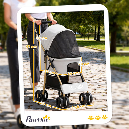 Pawhut Carrito Para Perros Plegable Con 2 Puertas 80x44,5x97 Cm Gris Claro_2