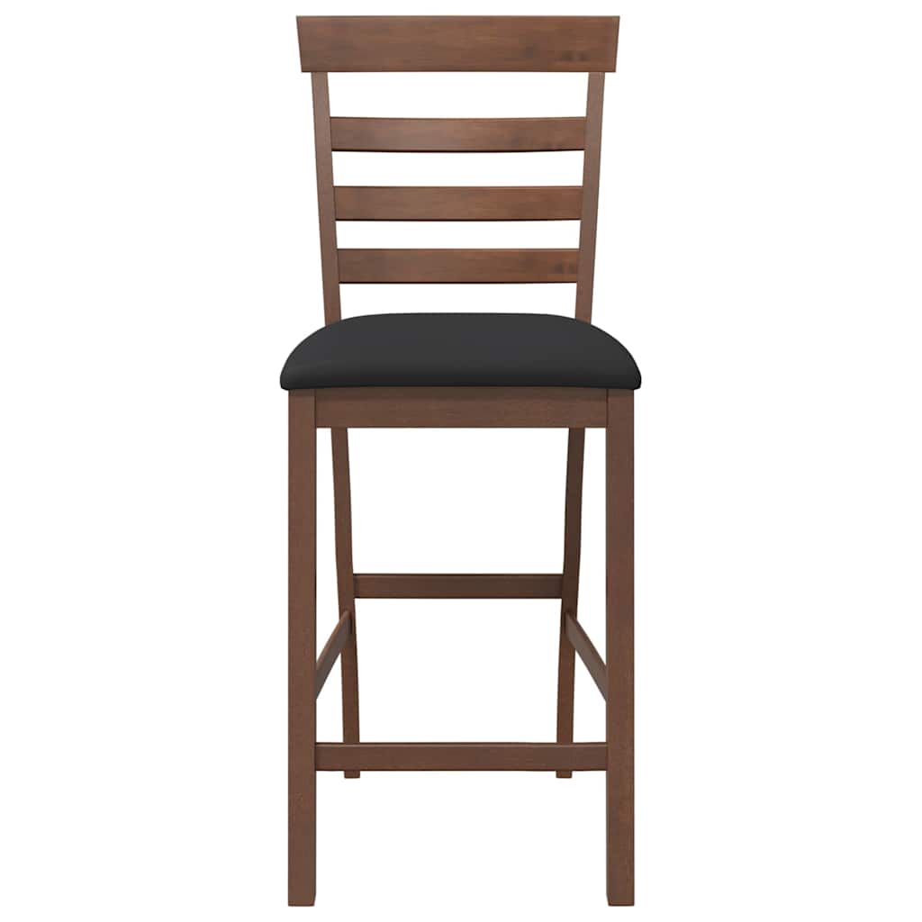 Taburetes De Bar Con Cojines 2 Uds Madera Maciza Marrón Caucho_3