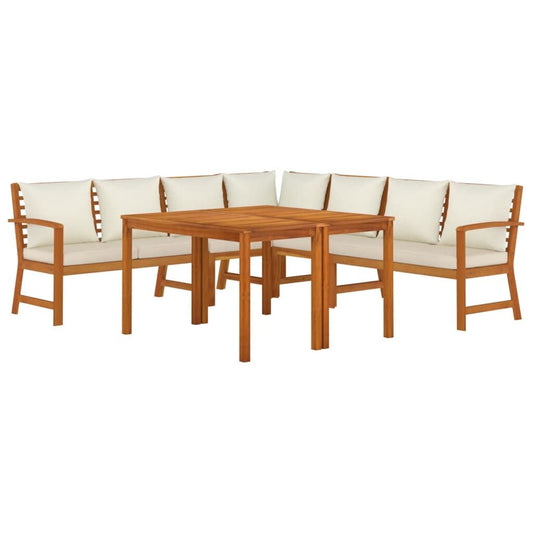 Vidaxl Juego Comedor Jardín Y Cojines 7 Piezas Madera Maciza Acacia_0