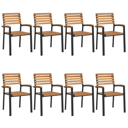 Juego De Comedor De Jardín 9 Pzas Madera Maciza Acacia Y Metal / Vetonek_4