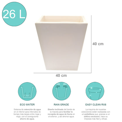 Macetero De Polietileno Por Rotomoldeo Blanco 40x40 Cm_1