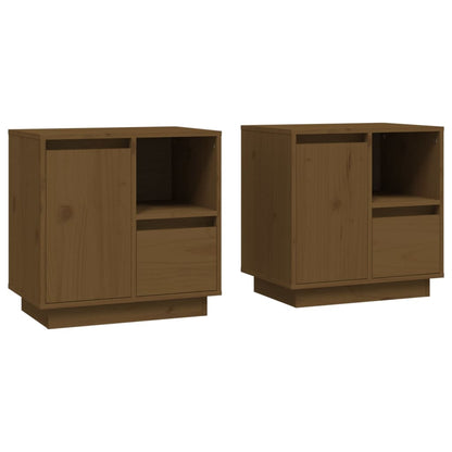 Mesitas Noche 2 Uds Madera Maciza Pino Marrón Miel 50x34x50 Cm_0