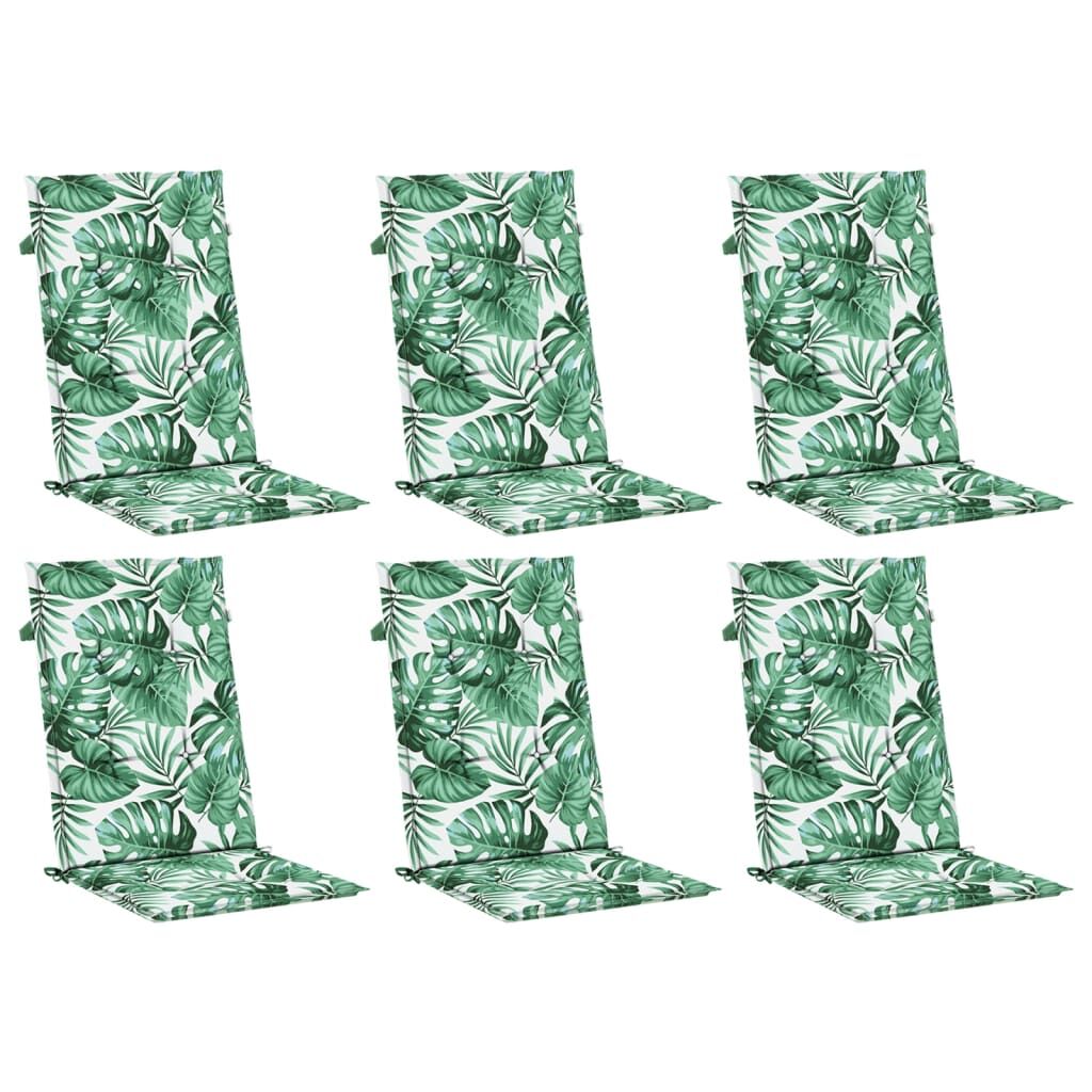 Vidaxl Cojines De Silla De Respaldo Alto 6 Uds Tela Estampado De Hojas_0