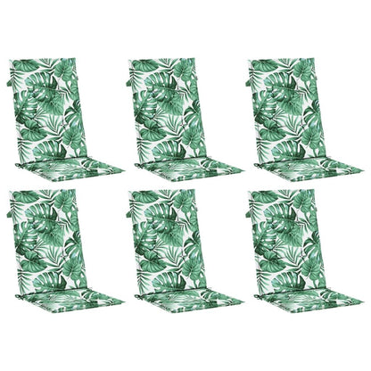 Vidaxl Cojines De Silla De Respaldo Alto 6 Uds Tela Estampado De Hojas_0