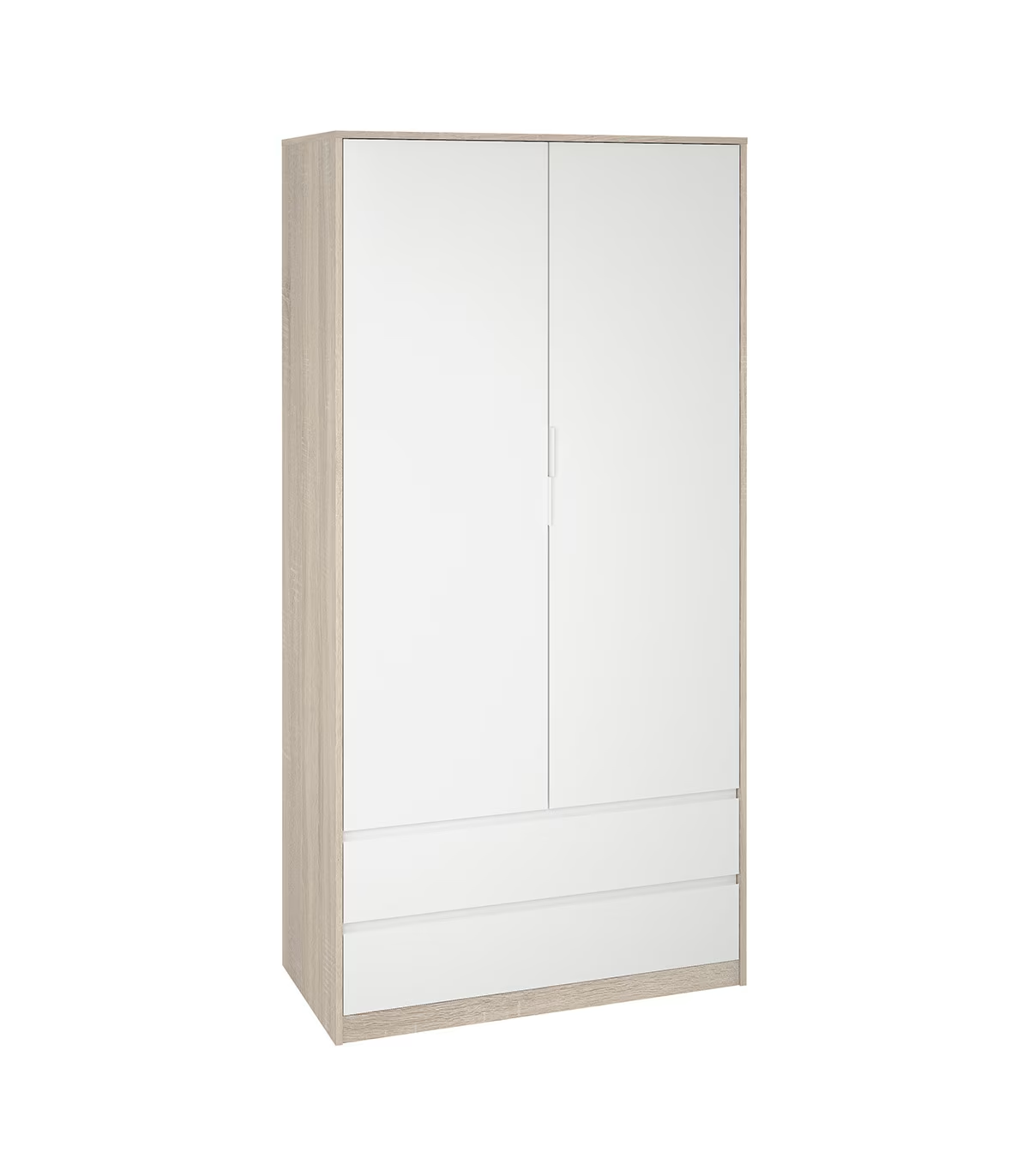 Armario 2 Puertas 2 Cajones Abatibles Acabado Roble Cortez/blanco 200 Cm(alto)100 Cm(ancho_0