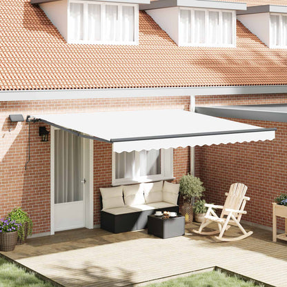 Toldo Retráctil Blanco 400 X 300 Cm Tela Y Aluminio_1
