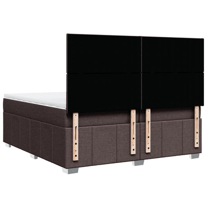 Cama Box Spring Con Colchón Tela Marrón Oscuro 200x200 Cm / Vetonek_5