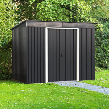 Caseta Jardín Top Shed Pentroof 8×6 Metal Gris Antracita_1