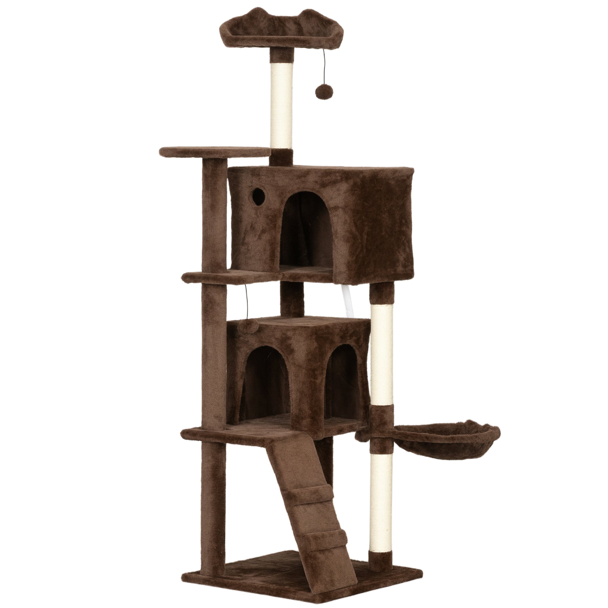 Pawhut Árbol Rascador Para Gatos 160 Cm Con Múltiples Plataformas Marrón_0