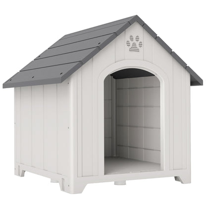 Pawhut Caseta Para Perros Grandes Exterior De Plástico Impermeable Gris_0