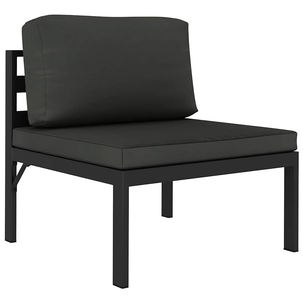 Vidaxl Set Muebles De Jardín 6 Pzas Y Cojines Aluminio Gris Antracita_3