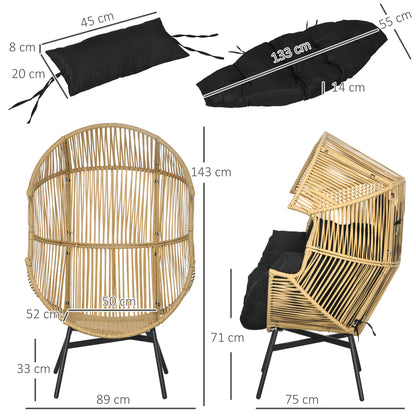 Outsunny Sillón De Ratán Sintético En Forma De Huevo 89x75x143 Cm Arena Y Negro_2