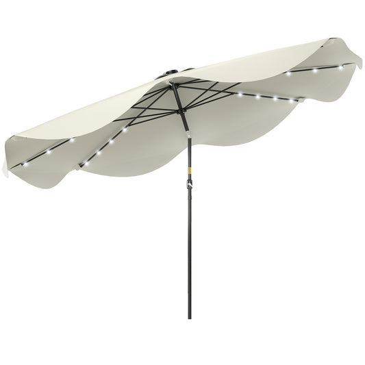 Outsunny Sombrilla De Jardín Ø292x254 Cm Con 32 Luces Led Solares Crema_0