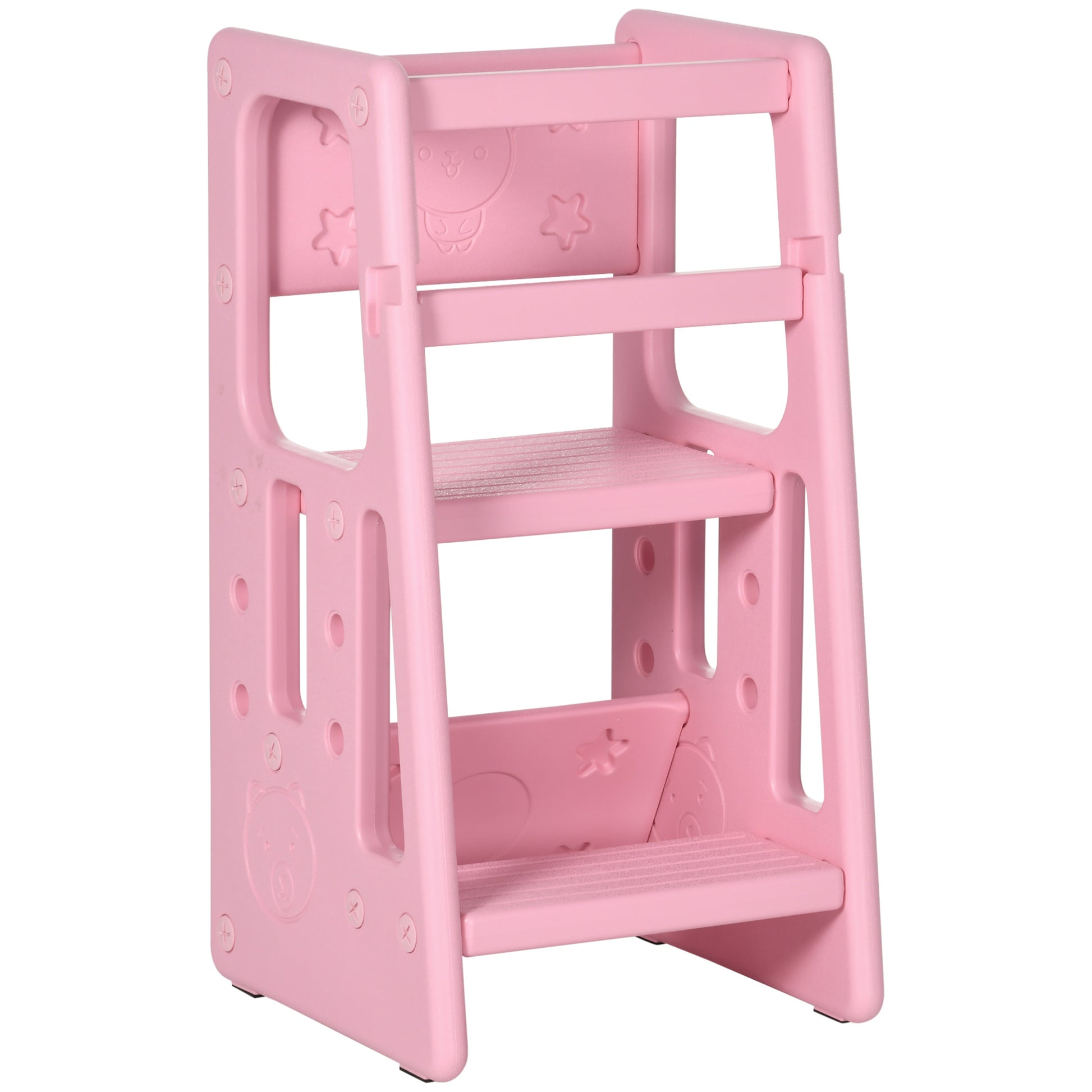 Homcom Torre De Aprendizaje Para Niños Con Altura Ajustable 47x47x90 Cm Rosa_0