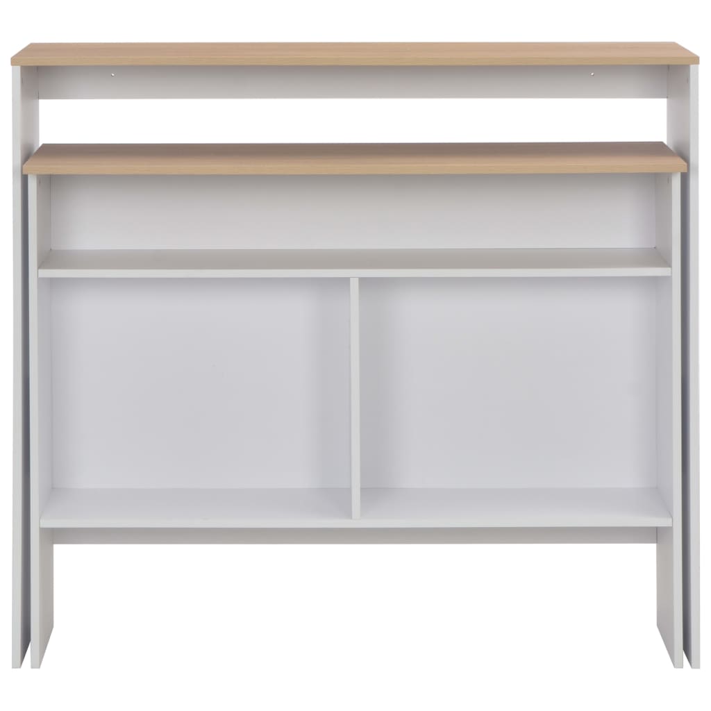 Mesa Alta De Bar Con 2 Tableros Blanco Y Roble 130x40x120 Cm_2