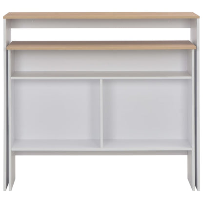 Mesa Alta De Bar Con 2 Tableros Blanco Y Roble 130x40x120 Cm_2