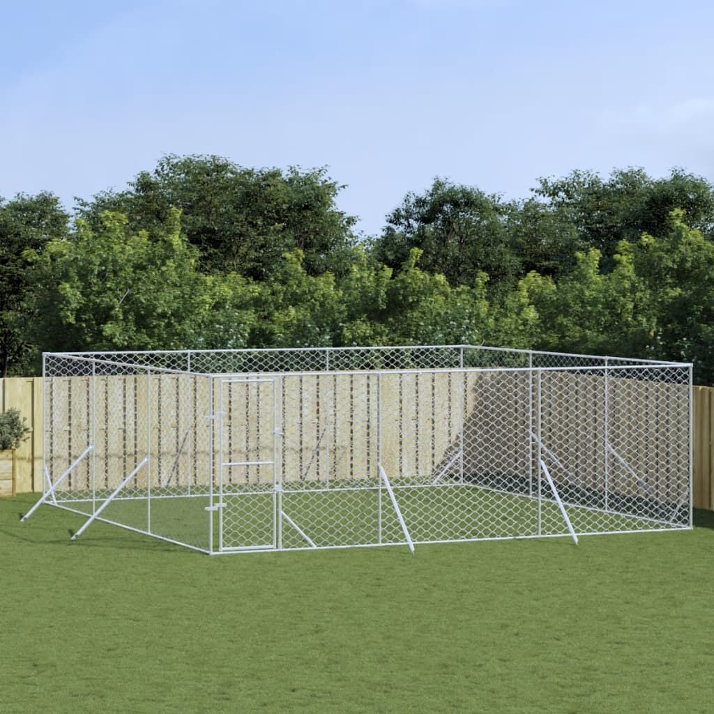 Vidaxl Perrera De Exterior Acero Galvanizado Plateado 6x6x2 M_1