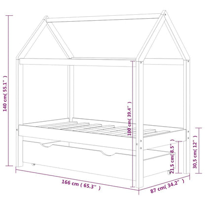 Vidaxl Estructura De Cama Infantil Y Cajón Madera Pino Gris 80x160cm_2