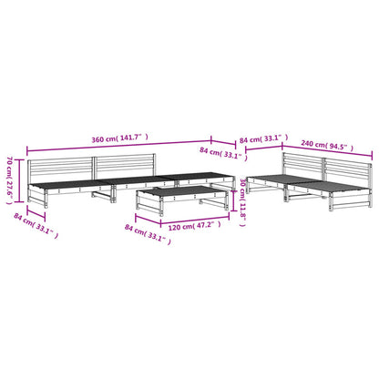 Vidaxl Juego Muebles De Jardín 6 Piezas Madera Maciza Pino Marrón Miel_5