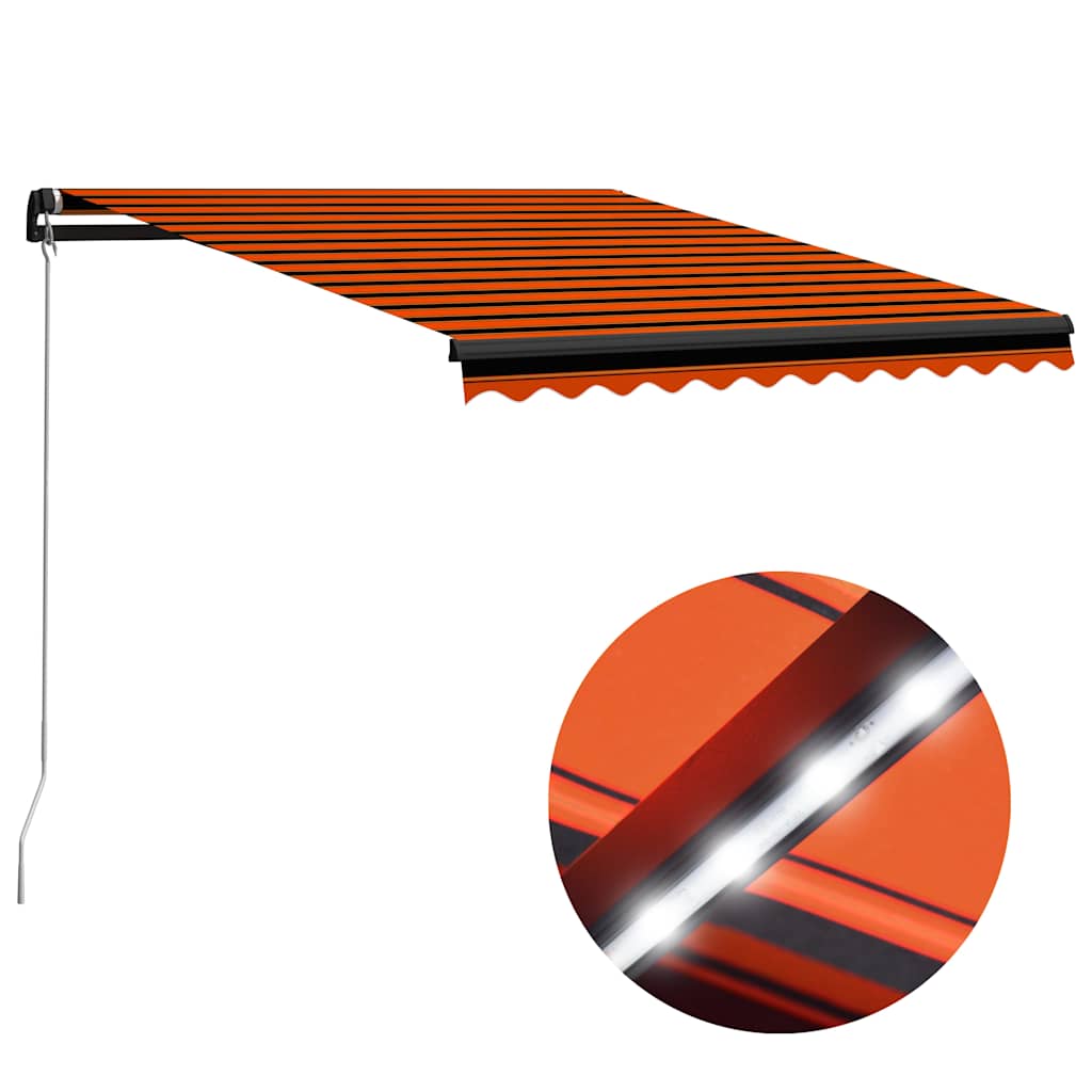 Toldo Retráctil Manual Con Led Naranja Y Marrón 300x250 Cm_1