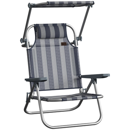 Outsunny Pack De 2 Sillas De Playa Plegables Respaldo Reclinable Azul Y Blanco_4