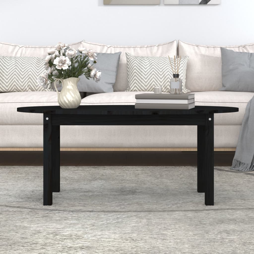 Mesa De Centro De Madera Maciza De Pino Negro 110x55x45 Cm_1