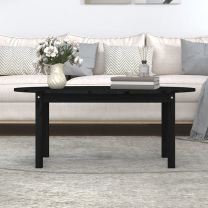Mesa De Centro De Madera Maciza De Pino Negro 110x55x45 Cm_1
