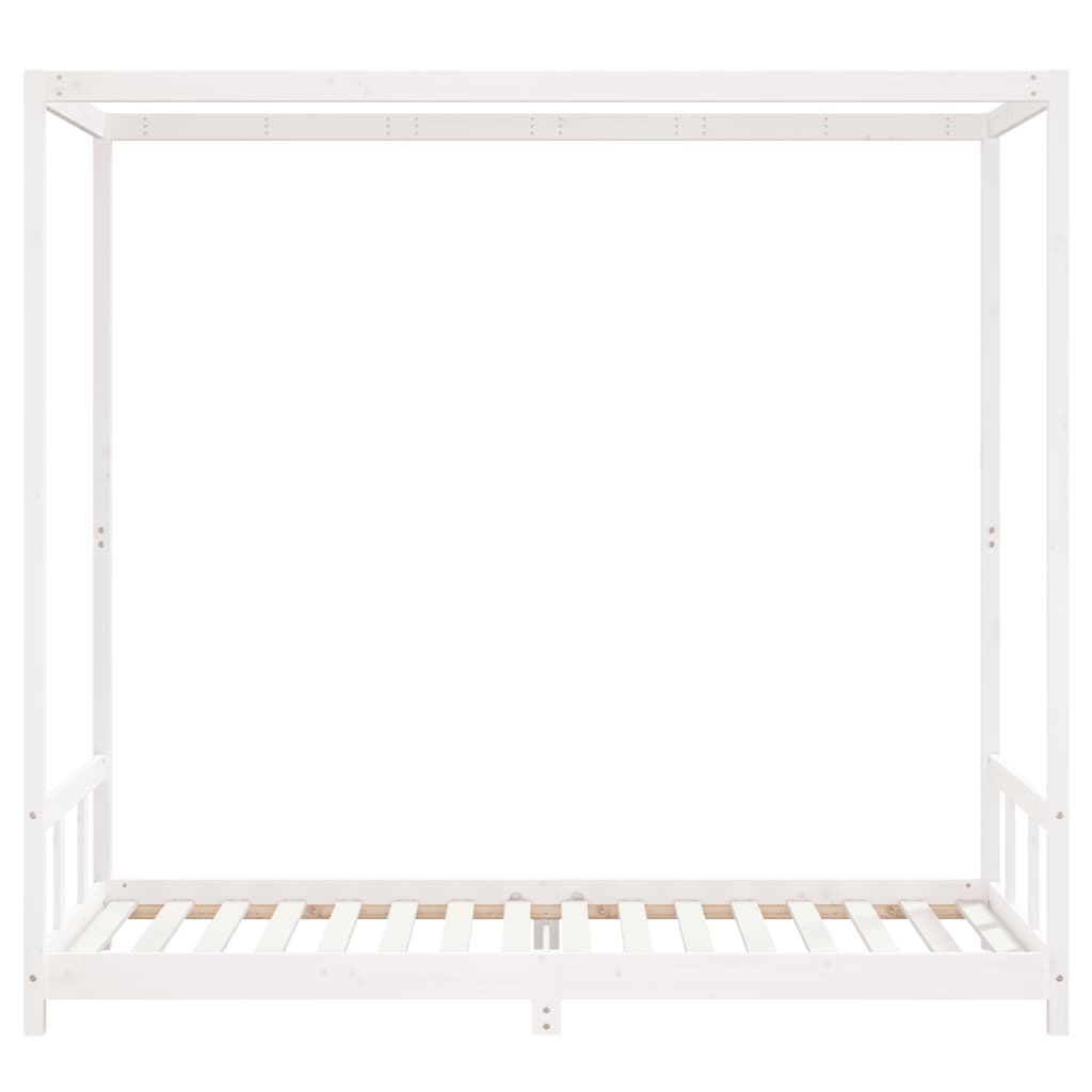 Estructura De Cama Para Niños Madera De Pino Blanco 90x200 Cm / Vetonek_4