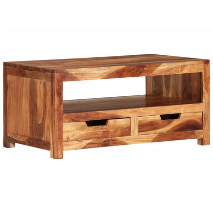 Mesa De Centro De Madera Maciza De Acacia 84x49x40 Cm_4