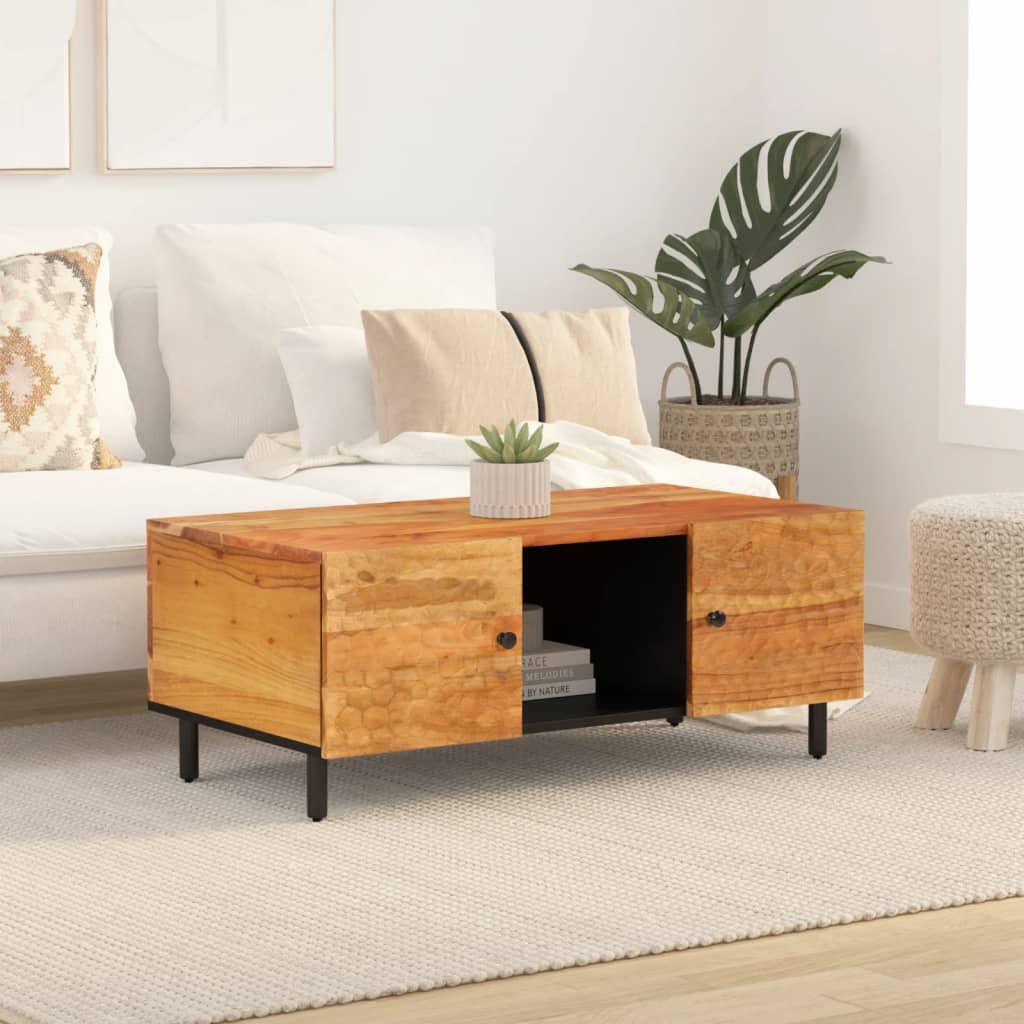 Mesa De Centro Madera Maciza De Acacia 100x54x40 Cm_1