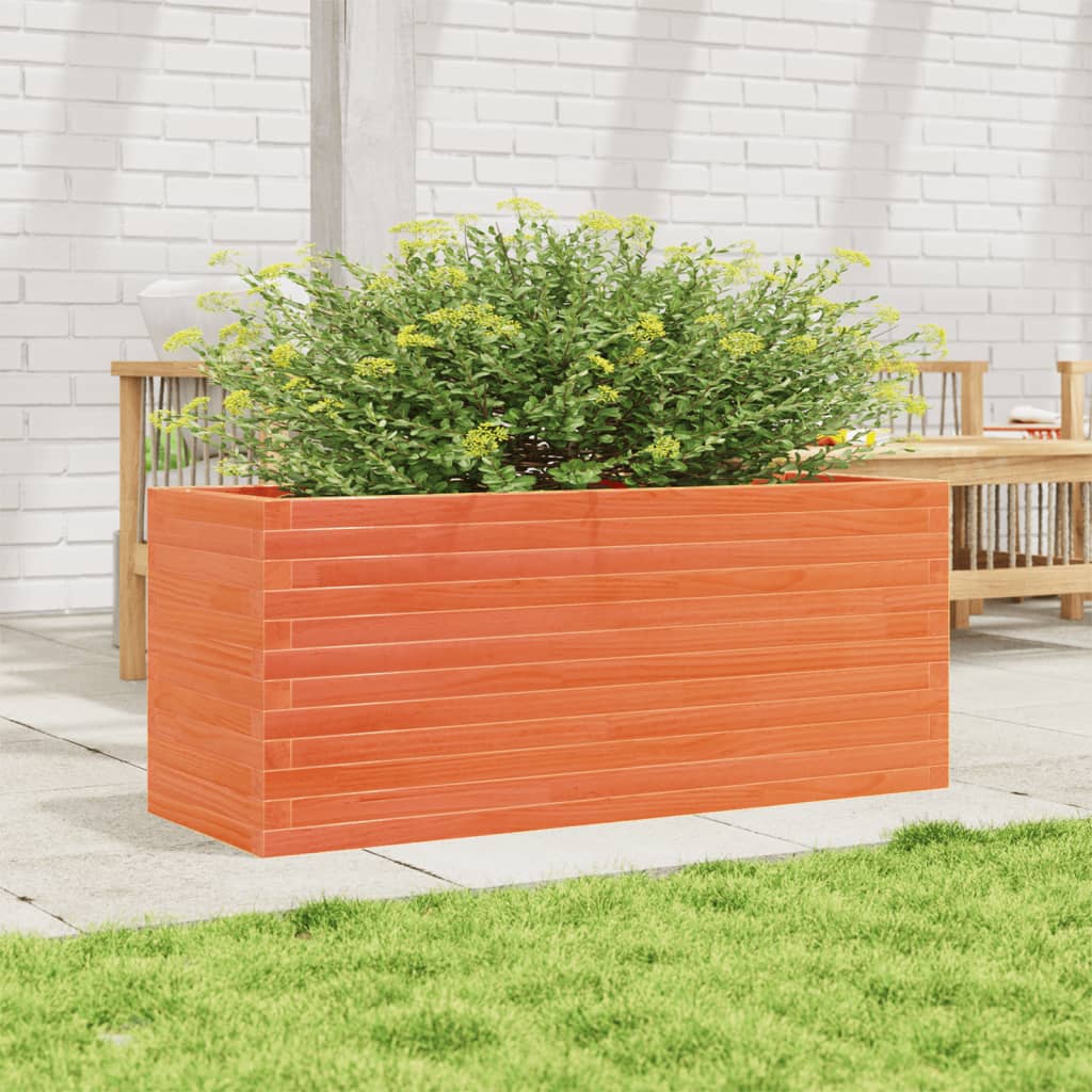 Jardinera De Madera Maciza De Pino Marrón Cera 110x40x46 Cm_2