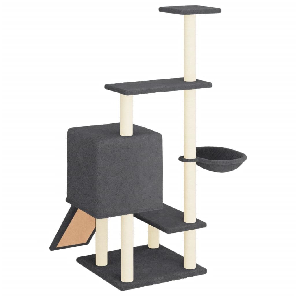 Vidaxl Rascador Para Gatos Con Postes De Sisal Gris Oscuro 130,5 Cm_4