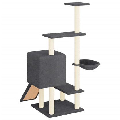 Vidaxl Rascador Para Gatos Con Postes De Sisal Gris Oscuro 130,5 Cm_4
