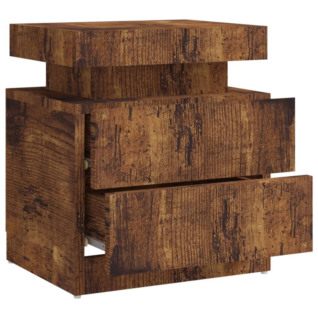 Mesita De Noche Madera De Ingeniería Roble Ahumado 45x35x52 Cm_4