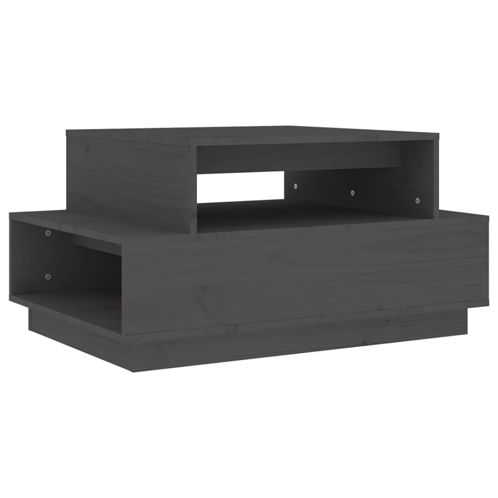 Mesa De Centro Madera Maciza De Pino Gris 80x55x40,5 Cm_0